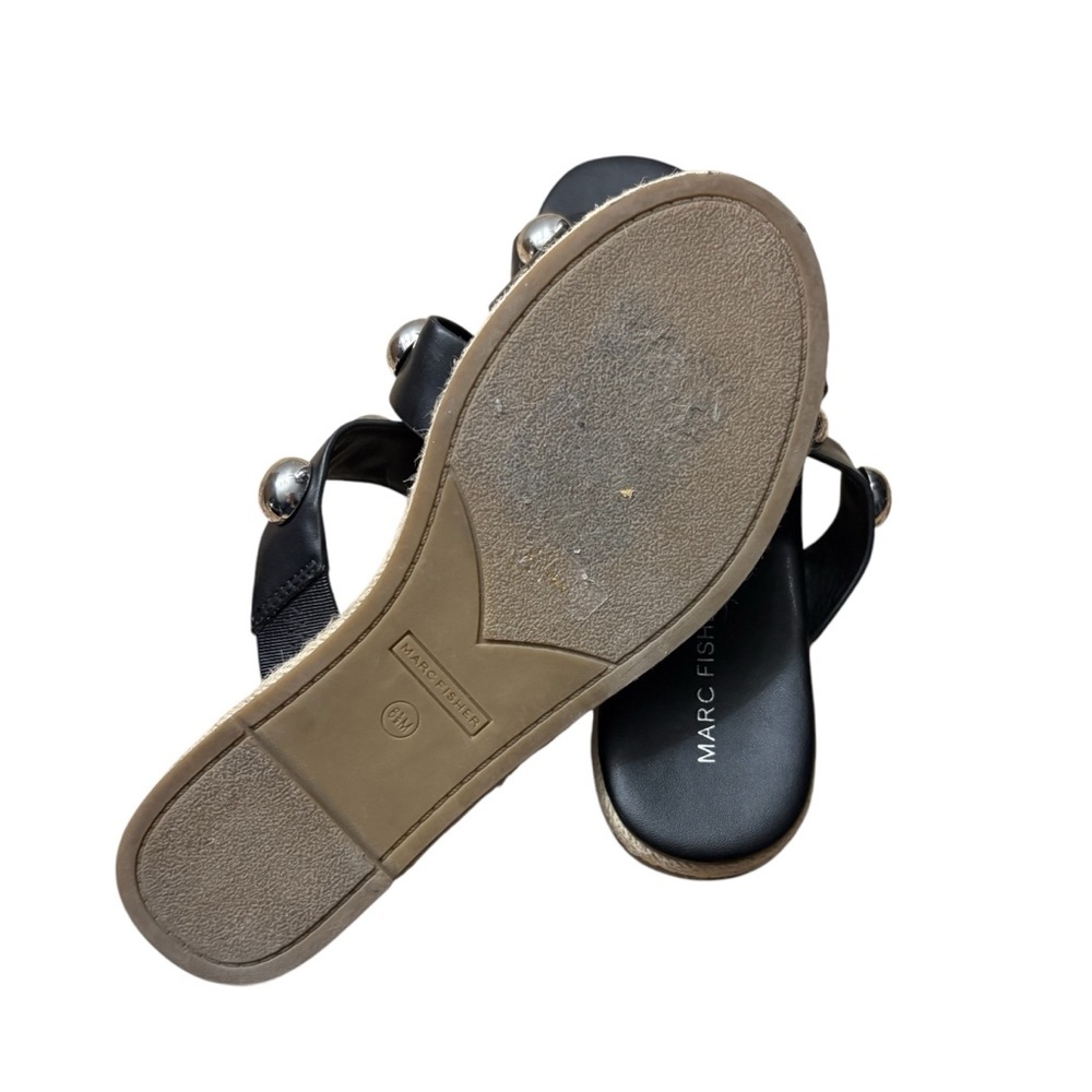 MARC FISHER Prisca Black Slide Espadrille Sandals with Silver Accents Size 6.5 - Picture 8 of 8